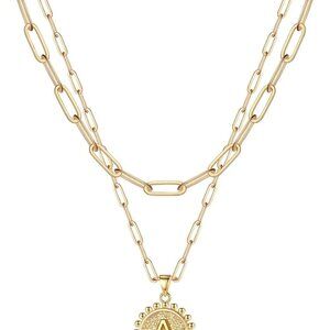 Mothers Day Gifts - Gold Initial Necklaces for Women, 14K Gold Plated Dainty Lay